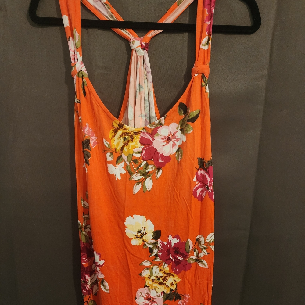 Maurices Floral Orange Sleeveless Tank Top Sz. 0X